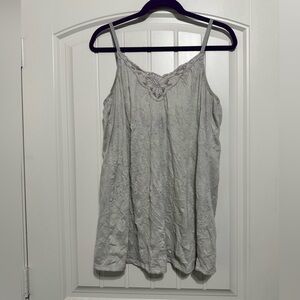 Lane Bryant Soft Gray Lace Tank Top